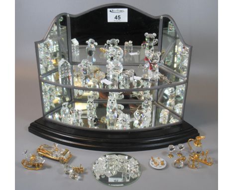 Collection of Swarovski and other miniature glass items to include; animals, teddy bear, fish, ladybird, motor car, rocking h