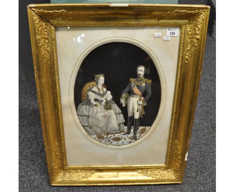A relief portrait study of Napoleon the 3rd and Empress Eugenie, in oval mount within gilded frame. 38 x 30cm approx. (B.P. 2