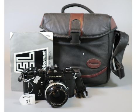 Nikkormat EL 35mm SLR camera with Nikon 50mm lens, in soft textile case with original instruction manual.(B.P. 21% + VAT) 