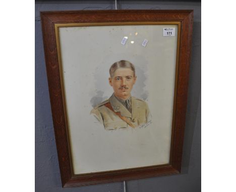 Keturah Collings (British 1862-1948), portrait of Thomas H Thorneycroft, Captain, Argyle & Sutherland Highlanders, signed, wa