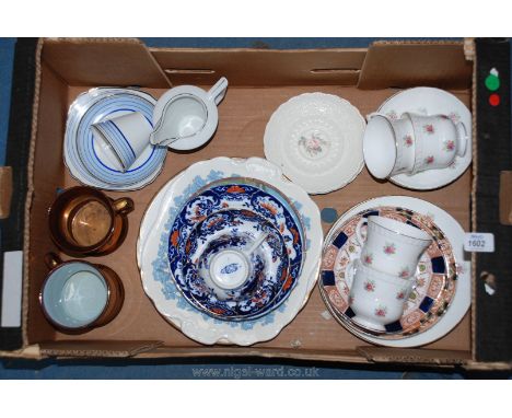 A quantity of china including lustre mugs, trios, Spode 'Jewel' tea plates, Majestic choice part Teaset, etc
