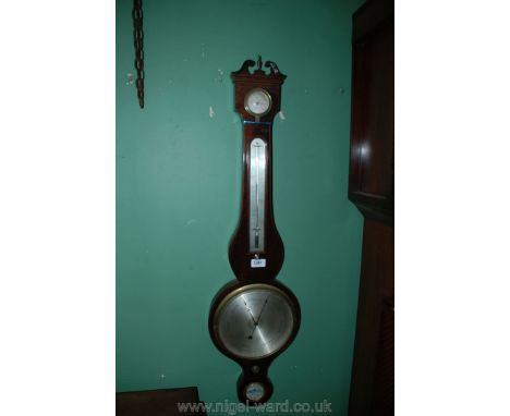 A Mahogany finished Banjo Barometer, by Gdel Vecchio, Stafford
