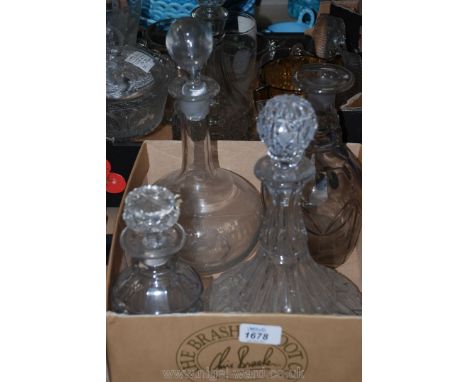 A Ship's Decanter and three others (one with missing stopper)