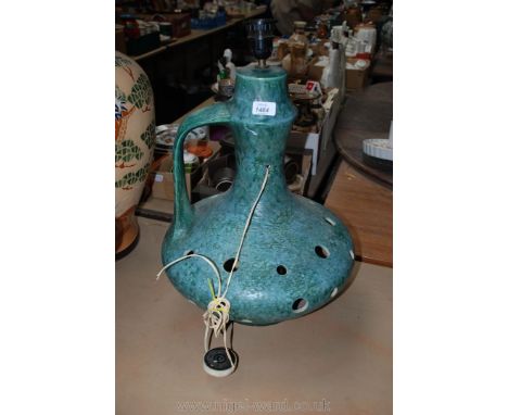 A vintage Studio Table Lamp Base with green glaze, ref. no. to base N004 3151