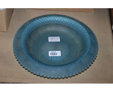 An Art Deco Frosted Blue Cut Glass Bowl in Davidson Style - 10½" Diameter.