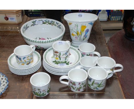 A quantity of Portmeirion Botanic Gardens including six cups, five saucers, six tea plates, milk jug, sugar bowl, large Vase 