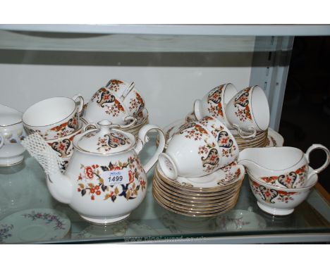 A Colclough Royale pattern Teaset including Teapot, milk jug and sugar bowl, nine cups and saucers, three cake plates, nine t