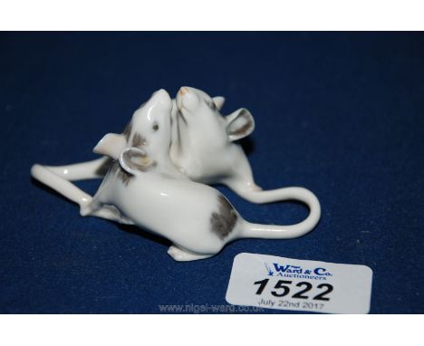 A scarce vintage Royal Copenhagen figure of two entwined Mice, from the original model by Arnold Krog.