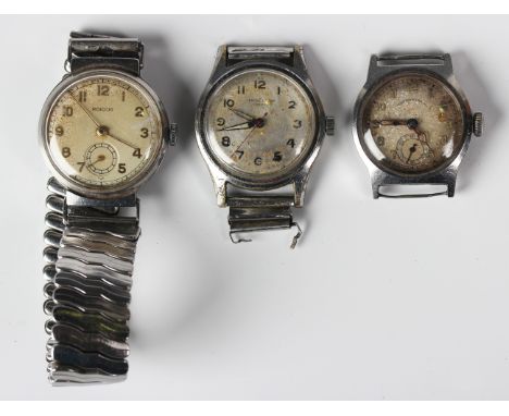 A West End Watch Co steel circular cased gentleman's wristwatch, case diameter 2.8cm, a Kendal &amp; Dent London steel backed