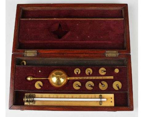 A late Victorian Sikes hydrometer by Joseph Long of London, within a mahogany case, length 24.8cm.Buyer’s Premium 29.4% (incl