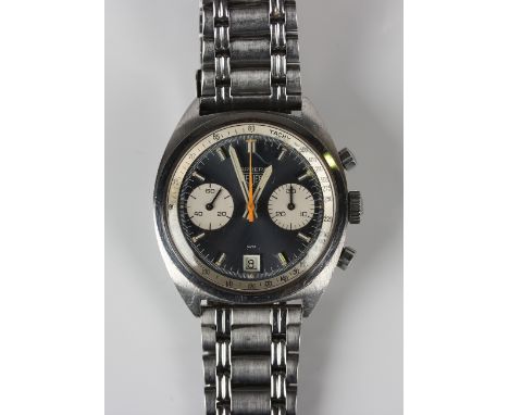 A Heuer Carrera manual wind steel cased gentleman's chronograph wristwatch, Ref. 73453, circa 1970s, with 17-Jewel Valjoux 77