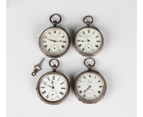 A late Victorian silver cased keywind open-faced gentleman's pocket watch, the back plate detailed 'J.W. Benson 62 &amp; 64 L