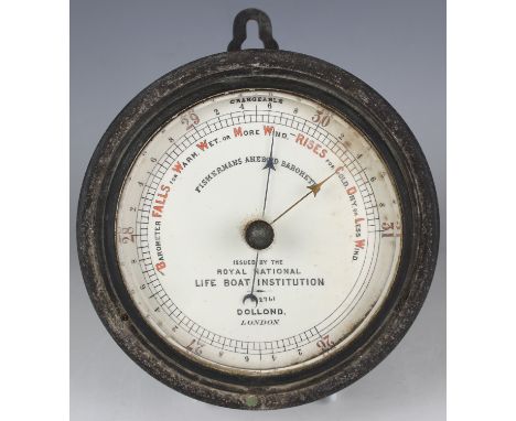 An early 20th century 'Fishermans Aneroid Barometer' by Dollond of London, No. 2761, issued by the Royal National Life Boat I