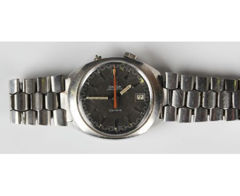 An Omega Chronostop steel cased gentleman's wristwatch, the signed dial with baton hour markers, date aperture and red centre