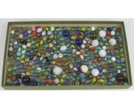 A collection of vintage glass marbles