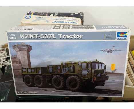 Three boxed kits to include; Trumpeter KZKT-537L Tractor and two others