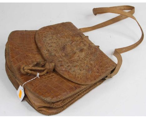 A vintage crocodile leather lady's handbag