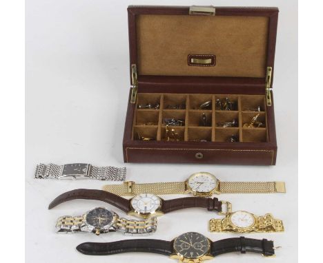 A collection of costume jewellery to include cufflinks and fashion wristwatches, to include Timex and Accurist 