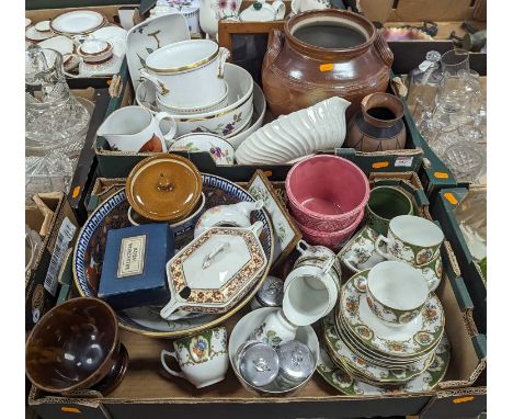 Two boxes of mixed ceramics, to include Royal Worcester Evesham pattern dinner wares and a floral porcelain part tea service 