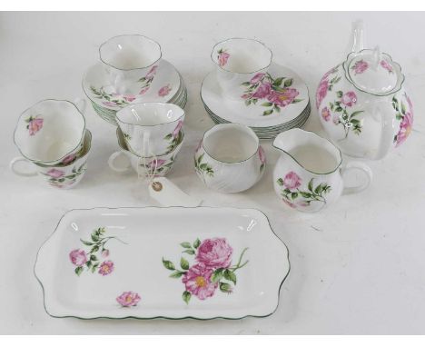 A Rosina Mottisfont Roses pattern floral part tea service 