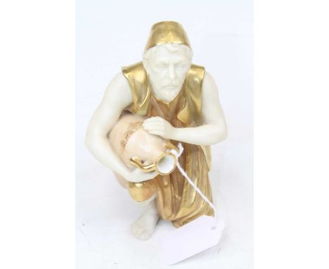 A Royal Worcester figure of a water-carrier, heightened in gilt, h.16cm