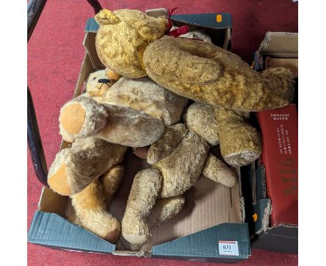 A collection of vintage teddy-bears, to include blond mohair examples 