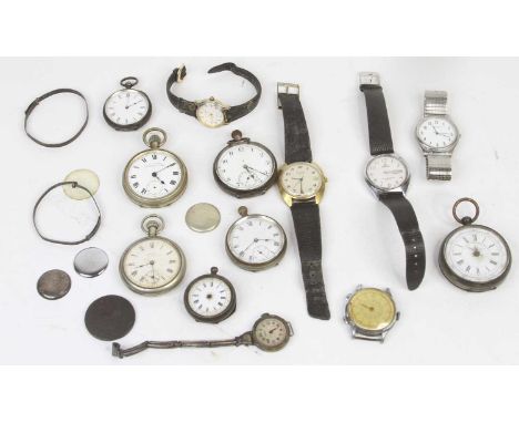 A collection of vintage wrist and pocket watches, to include silver cased examples 