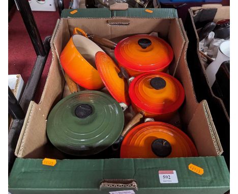 A collection of Le Creuset enamel cookwares