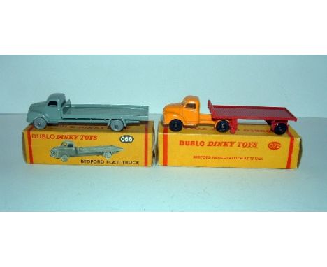 DUBLO DINKY x 2 - 066 Grey Bedford Flat truck with Grey smooth Wheels (Mint in a Good Plus Box which could be improved with a