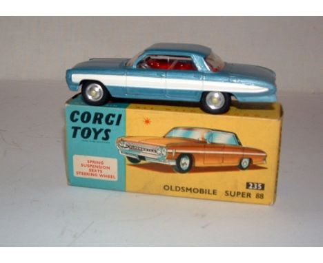 CORGI Toys 235 Light Blue Oldsmobile with Silver Flash and Spun Hubs. Near Mint Boxed