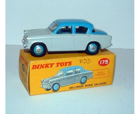 DINKY Toy 175 Hillman MInx - Grey lower Body and Mid Blue upper Body rare issue without Blue lining below Windsreen and ridge