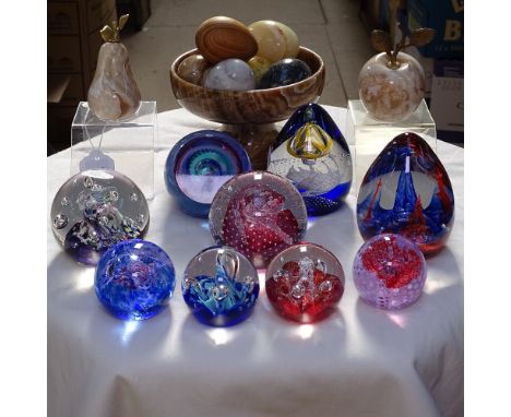 Caithness Glass paperweights with certificates, hardstone eggs etc 