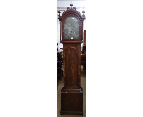 An 18th century 8-day longcase clock, having a 12" arch-top metal dial and 2 subsidiary dials, by Carter of Salisbury, mahoga