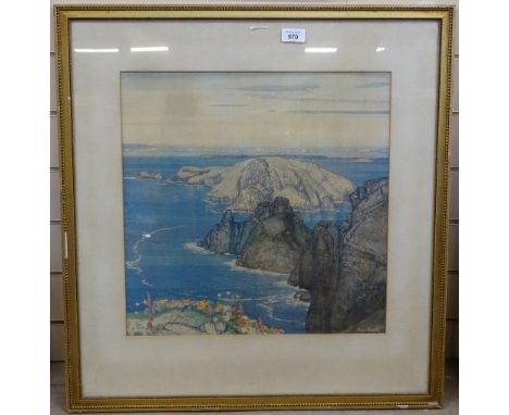 Edward Reginald Frampton (1872 - 1923), lithograph, view of Sark, signed, 17.5" x 17", framed 