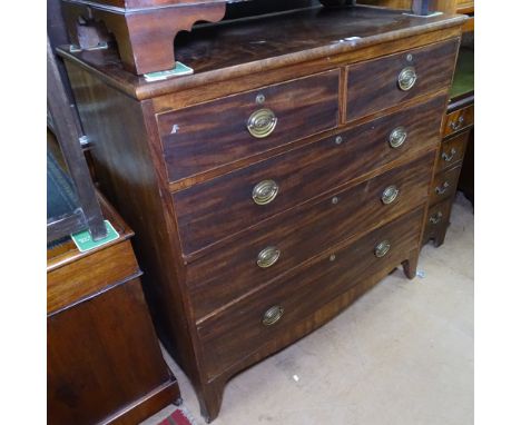 A Regency mahogany 5-drawer chest, on splayed bracket feet, W105cm, H106cm 