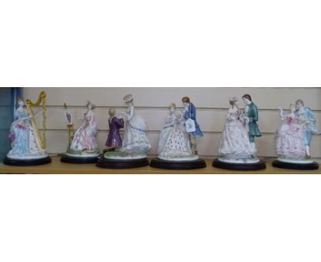 A set of 4 Royal Worcester "Age of Courtship" figures, and 2 other Worcester figures 