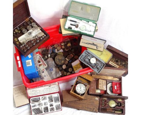 A large collection of boxes of watchmaker's tools and equipment 