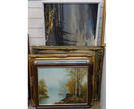 Various pictures, including Paul Morgan, pair of oils on board, framed (4) 