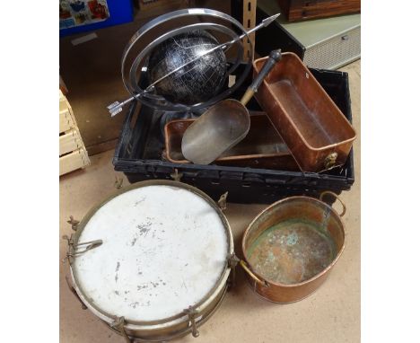 A drum, a globe, plant troughs etc 