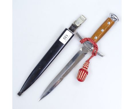 A Schwyz Elsener knife in metal scabbard, length 33cm 