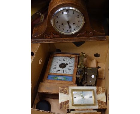 HAC Westminster clock movement (complete), an Art Deco marble clock, a 2-train mantel clock, a travel clock, and another 