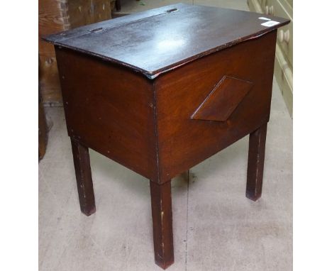 An Edwardian sewing cabinet, and a small metal trunk 