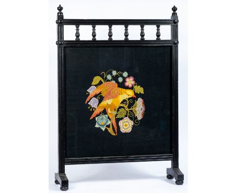 An Edwardian ebonised and brass mounted coal box with sloping hinged fall, 35cm wide, together with an Edwardian ebonised fir