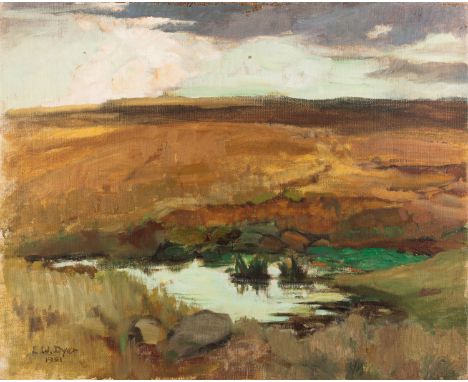 Three landscapes, one by L. W. Dyer (British, 20th Century) -Landscape with a pool -Oil on canvas (unframed) -46 x 55cm -Sign