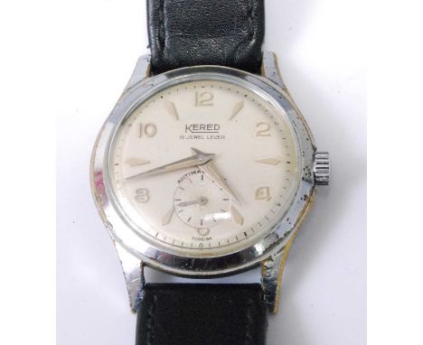 A gent's Kered steel cased vintage wristwatch, having signed silvered dial, subsidiary seconds dial and anti-magnetic manual 