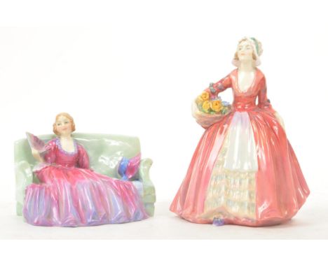 Royal Doulton - Two early 20th Century circa. 1930s porcelain china lady figurines. Comprising of: Sweet and Twenty HN1589 Rd
