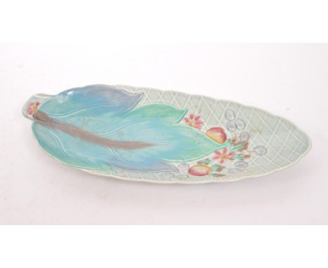 Clarice Cliff - Newport Pottery, England - A vintage 20th century ceramic pottery leaf plate / dish. With leaf and berries de