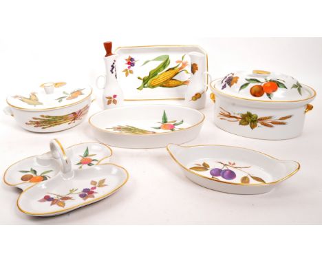 Royal Worcester - A collection of porcelain china Royal Worcester items in the Evesham pattern. Comprising of two tureens one
