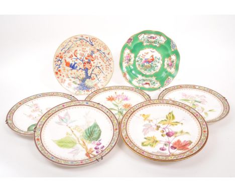 A collection of 19th Century porcelain and ceramic plates comprising of Japanese &amp; British examples. To include hand pain