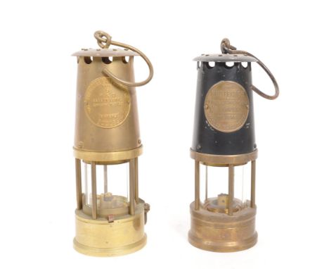 Eccles - Two brass metal vintage 20th century safety miner's lamps. The protector lamp and lighting, type 6 &amp; 1A. Both ha